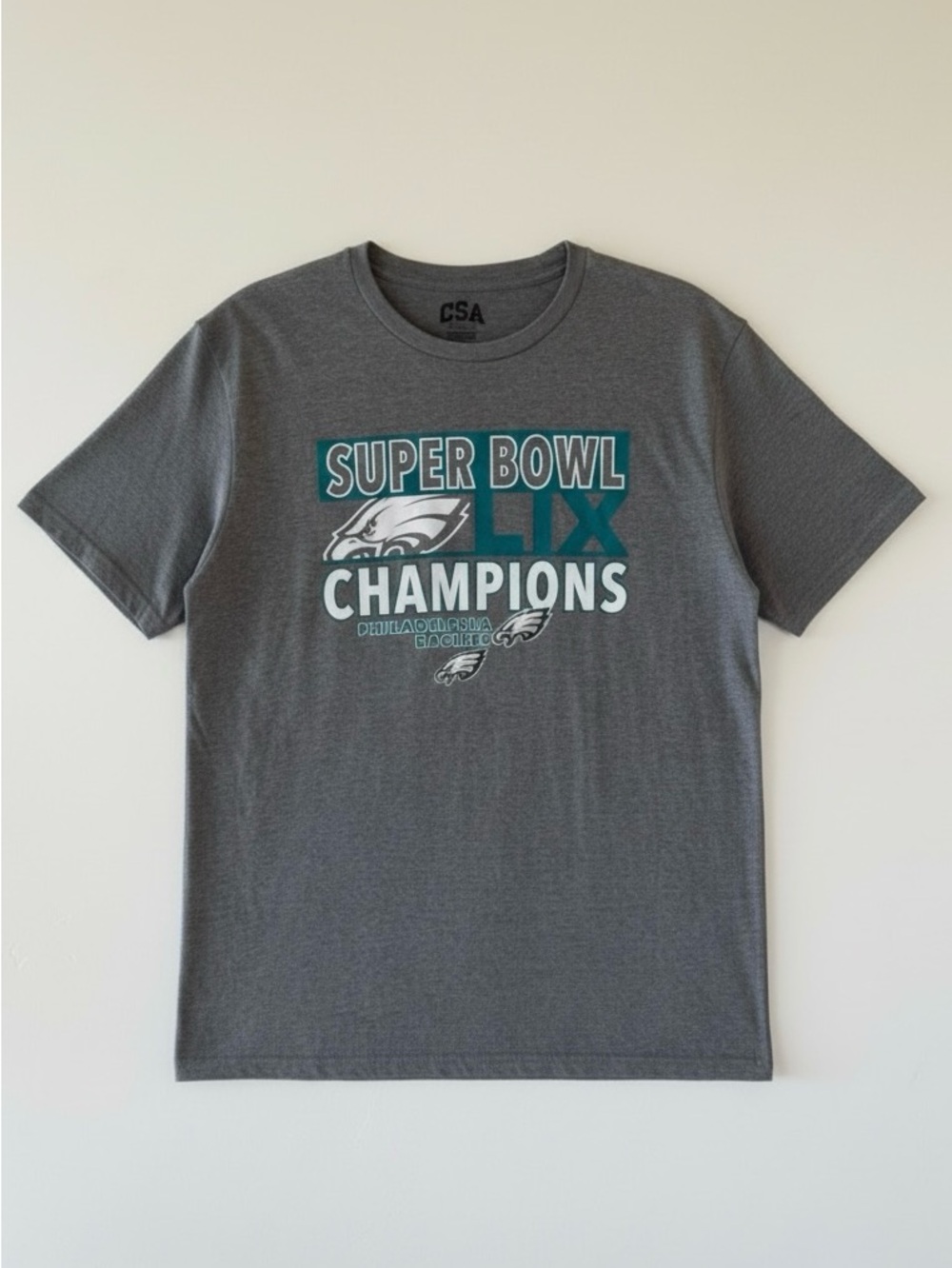 Philadelphia Eagles Super Bowl LII Champions Graphic Tee Men’s Large Gray CSA